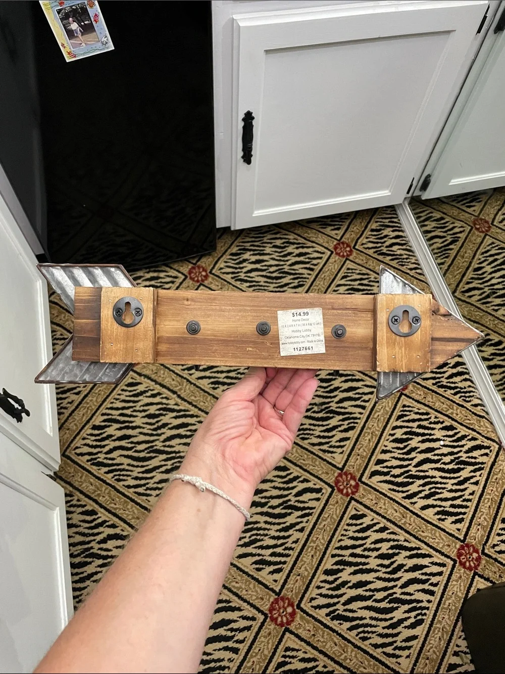 Hobby Lobby Brown Wood and Silver Arrow Hook Rack Set of 2